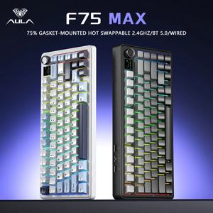 AULA F75 MAX 게임용 기계식 키보드 75% 유선/블루투스/2.4G 핫스왑 RGB E-스포츠 키보드(PC/Mac용 TFT 스크린 포함) ﻿