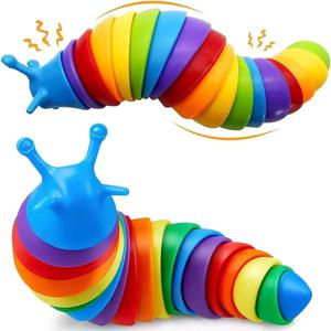 1PC Fidget Slug 장난감 감각 애벌레 Fidget 장난감 어린이를위한 성인 자폐증 감각 장난감 Fidgets Stocking Stuffers 생일 선물
