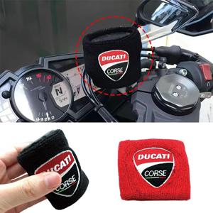 Ducati Monster Panigale Diavel Superleggera V4 V2 Scrambler 용 오토바이 자수 전면 유체 오일 브레이크 저수지 양말 커버