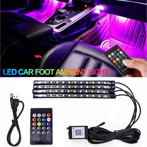네온 36 48 72 RGB LED 자동차 실내 무드등 무선 리모컨 음악 앱 제어 자동 RGB 분위기 장식 램프 DC12
