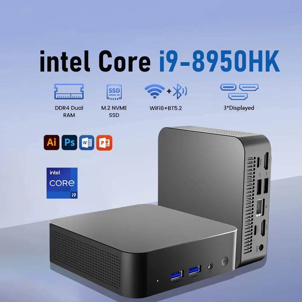 윈도우 11 프로 인텔 코어 i9 8950HK 미니 PC 16GB DDR4 1TB SSD 게이밍 컴퓨터 듀얼 WIFI 6 BT5.2 4K HD 미니 게이밍 PC 데스크탑
