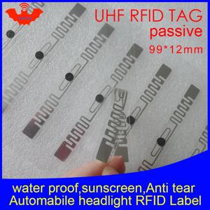 RFID 태그 UHF 스티커, 자동차 헤드라이트, EPC 6C, M4QT, 방수 접착제, 수동 RFID 앞유리 라벨