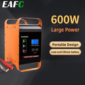 EAFC 12V- 24V 차량용 충전기 고전력 600W 400W SUV 트럭 고속 충전 배터리 충전기 LCD 디스플레이 자동차 납 산성 배터리 충전기