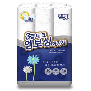 리빙 데코엠보싱 30m 3겹 30롤 화장지 두루마리 휴지