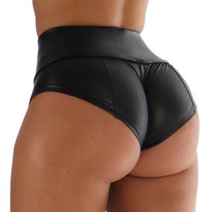 2012 #   새로운 유럽과 미국의 탄성 모조 가죽 높은 허리 섹시한 꽉 밝은 가죽 캐주얼 여성 스포츠 반바지