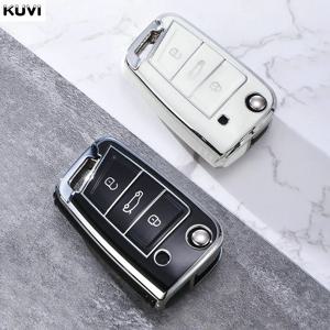 3 4 버튼 TPU 자동차 키 케이스 커버 Fob For VW 폭스 바겐 골프 7 MK7 Tiguan MK2 For SEAT Ateca Leon FR 2 Ibiza For Skoda Octavia