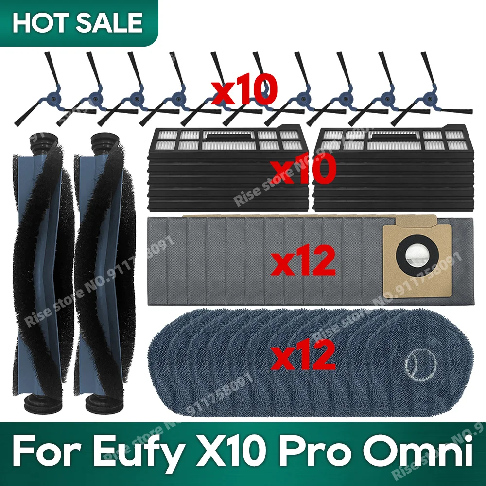 Eufy X10 Pro 옴니 로봇 진공 먼지 봉투 Hepa 필터 롤러 사이드 브러시 걸레 천에 적합한 액세서리