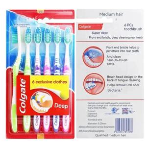 Colgate 칫솔 치아 청소 가족 커플, 고급 부드러운 중간 머리 여행 세트, 남녀 등 치아 청소, 6 팩
