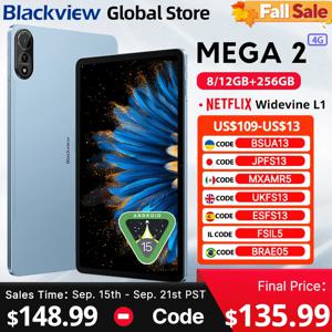 Blackview MEGA 2 태블릿 12인치 2K 디스플레이 Widevine L1 안드로이드 15 24GB(8+16) 256GB 9000mAh AI 메인 카메라 패드 PC