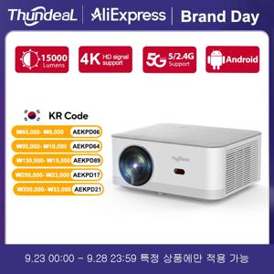 ThundeaL 풀 HD 1080P 2K 4K 프로젝터, TD92 프로, 와이파이 안드로이드 빔 프로젝터, 홈 시어터 게임 영화 비디오 플레이어 비머