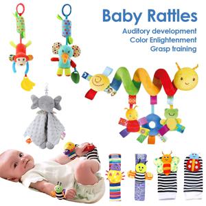 0 ~ 24 개월 아기 딸랑이 부드러운 플러시 장난감 발 손목 딸랑이 세트 만화 신생아 개발 교육 완구 어린이를위한