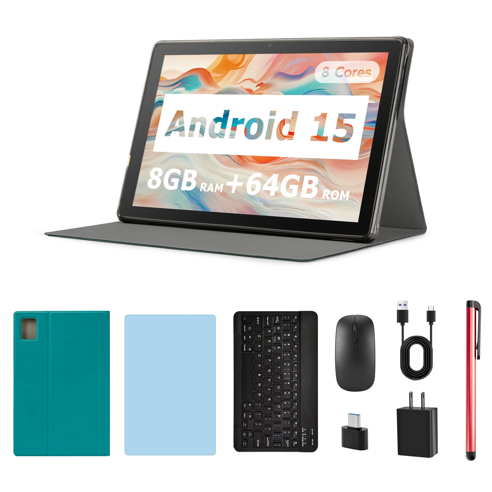 ANRY 2025 안드로이드 15 IPS 디스플레이 10.1인치 8GB(4+4 확장) RAM+64GB ROM 태블릿 5000Mah 듀얼 카메라 5GWifi A523 옥타 코어 태블릿