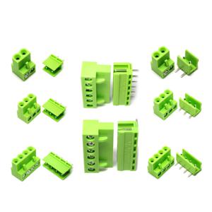 5PCS HT5.08mm 커넥터 2P 3P 4P 5P 6P 7P 8P 직선 발/곡선 핀 커넥터 플러그 + 터미널 블록