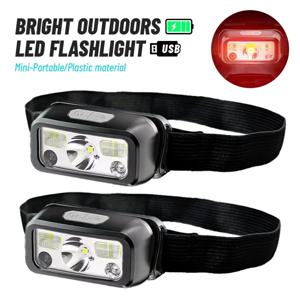 USB 충전식 LED 전조등 - 적색광이 있는 유도 헤드라이트, 낚시, 캠핑, 야간 달리기용 야외 방수 헤드 토치