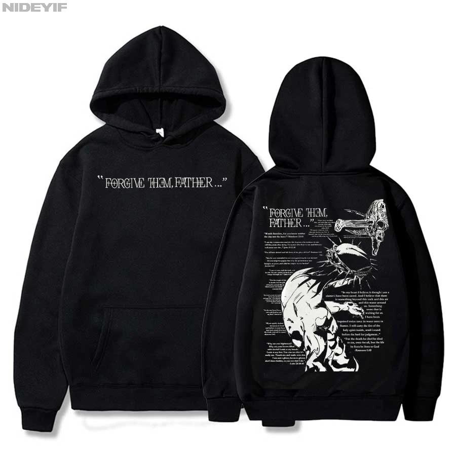 Christian Jesus Merch Forgive Them 아버지 성경 구절 까마귀 남성 여성 풀오버 힙합 streetwear 캐주얼 운동복 탑 CJ2