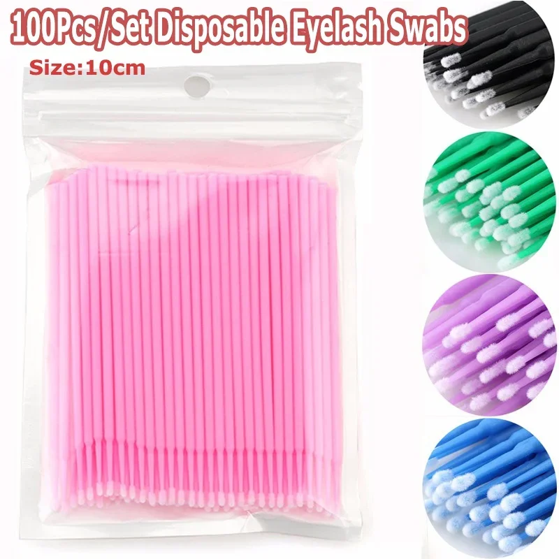 100Pcs 일회용 면봉 속눈썹 연장 도구 마스카라 애플리케이터 브러쉬 속눈썹 연장 메이크업 애플리케이터 제거 도구