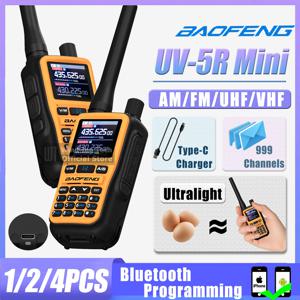 1/2/4PCS Baofeng UV 5R 미니 워키 토키 블루투스 읽기 쓰기 주파수 FM Type-C 잭 주파수 호핑 캠핑 휴대용 라디오