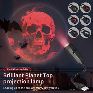 할로윈 LED 프로젝션 무드등 호박 천장 벽등 USB 달 프로젝터 크리스마스 분위기 조명 룸 장식