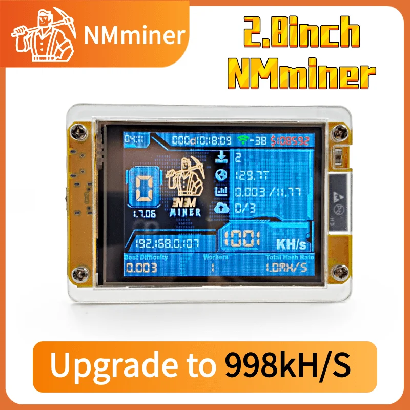 NMMiner NerdMiner V2 해시레이트 럭키 마이너 ESP32 2.8인치 스마트 디스플레이 암호화 솔로 로또 960KH/s 비트코인 ​​ESP32-2432S028R DROOM