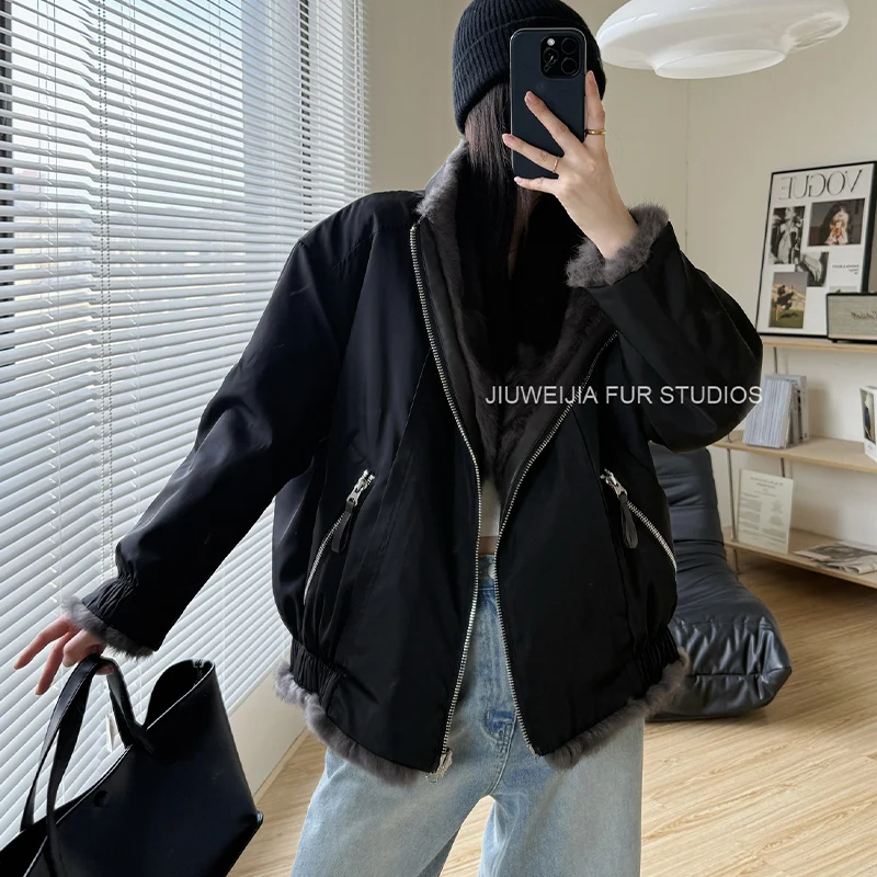 여성용 자켓 100% 천연 리얼 퍼 코트 겨울 다운 자켓 따뜻하고 우아한 여성 아우터웨어 2025 신상 파커 코트 자켓
