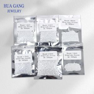 AAAAA 등급 화이트 0.8~12.0mm 루즈 지르콘 스톤 브릴리언트 라운드 컷 큐빅 지르코니아 스톤 주얼리 제작 DIY용