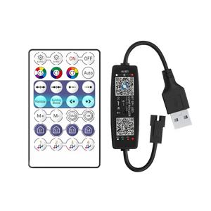 WS2812B 컨트롤러 블루투스 음악 APP 제어 픽셀 LED 스트립 빛 SK6812 WS2811 WS2812 테이프 조명 USB 5V 원격 제어