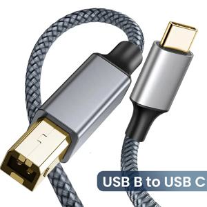 USB B-USB C 프린터 케이블 유형 C 프린터 코드 Yamaha Casio 디지털 피아노 DJ 컨트롤러 용 나일론 편조 와이어
