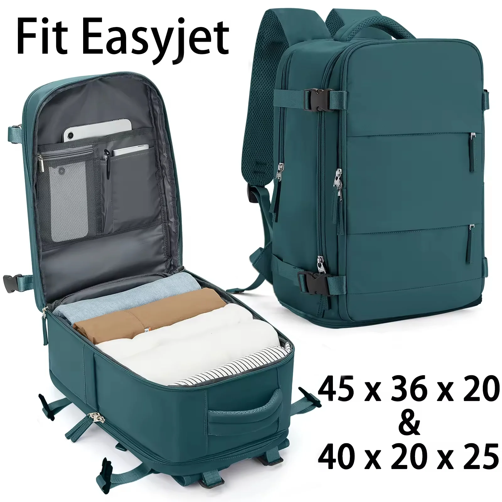 이지젯 캐빈 백, 45x36x20, 40x20x25, Ryanair, 캐빈 온, 남녀 공용, 비행기 여행 배낭, 캐빈 사이즈 노트북 배낭