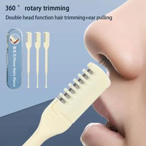 1 세트 양면 코 헤어 나이프 수동 콧 구멍 청소 코 헤어 트리머 360 회전 콧 구멍 청소 가위