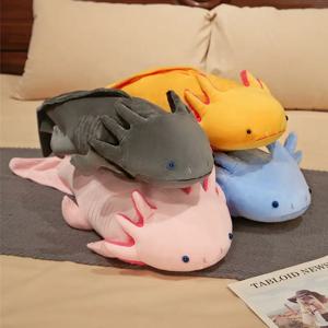 45cm Kawaii 다채로운 뉴트 플러시 장난감 귀여운 Axolotl 도롱뇽 퍼지 플러시 물고기 Appeasing 긴 베개 쿠션 키즈 선물