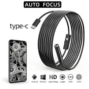 차량용 자동 초점 내시경, HD1944P, 안드로이드 폰 C타입, 5MP 미니 하수도 검사 카메라, 내시경, USB 보어스코프, 1-20m, 8mm