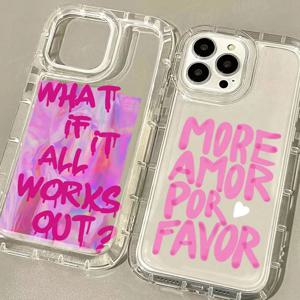 다채로운 더 많은 Amor Por Favor 케이스 iPhone 16 15 14 13 12 11 Pro Max XS X XR 8 7 Plus SE 2020 충격 방지 투명 실리콘 커버