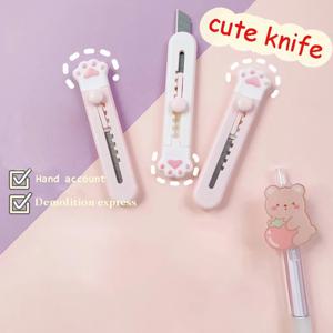 Cute Cartoon Cat Claw Mini Portable Retractable Paper Cutter Express Unboxer Paper Box Parcel Opener Utility Knife Accessories