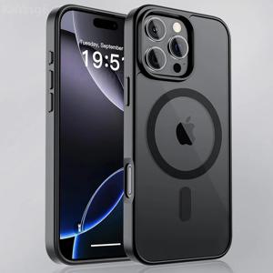iPhone 16 15 14 13 12 11 Pro Max Plus Magsafe 무선 충전 뒷면 커버 클리어 케이스 용 마그네틱 럭셔리 투명 케이스