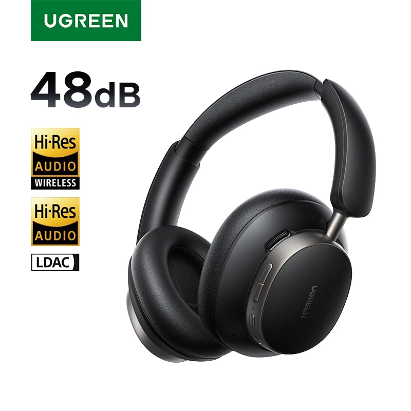 UGREEN Studio Pro 48dB ANC 무선 헤드폰 오버이어 Bluetooth 이어폰 능동형 소음 제거 고해상도 LDAC 120h 재생 시간
