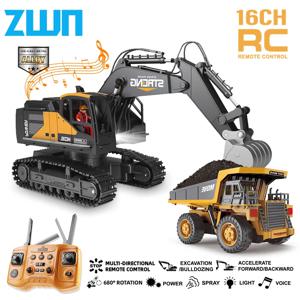 ZWN 1/16 1/20 원격 제어 굴삭기 덤프 트럭 RC 모델 자동차 장난감 어린이를위한 전문 합금 시뮬레이션 건설 차량