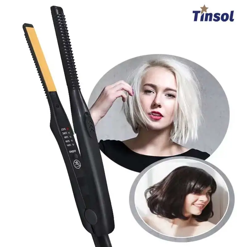 2-in-1 미니 헤어 스트레이트너 컬링 아이언 여성 및 남성을 위한 전문 세라믹 짧은 플랫 아이언 수염 스트레이트너