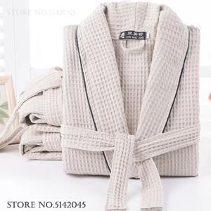 100% 코튼 커플 가운 와플 목욕 가운 가운 기모노 유카타 홈 의류 캐주얼 여성 Sleepwar Nightwear 봄 여름 Loungewear
