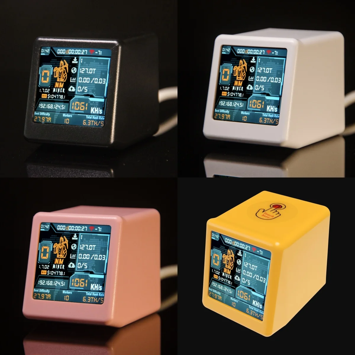 NMMiner Officail Corlorful 스마트 TV 1000KH/s 더 나은 Nerdminer v2 ESP32 BTC SOLO 복권 광부 및 스마트 선물 자동 데스크탑 시계