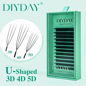 DIYDAY U자형 3D 4D 5D 속눈썹 연장 신상 U쉐입 W 블룸 래쉬 프리메이드 팬 가볍고 풍성한 밍크 인조 속눈썹