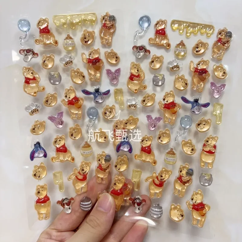 디즈니 위니 푸우 베어 이요어 만화 3D 젤리 패치 DIY 스티커 액세서리 소녀용 휴대폰 케이스 장난감 컵 창의력 스티커