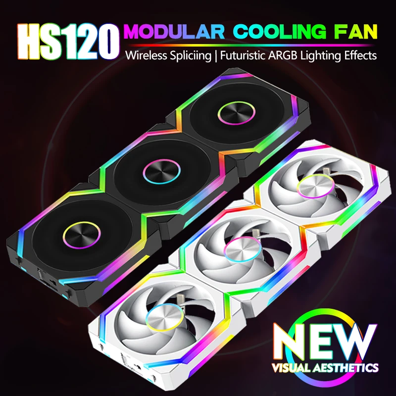 JUMPEAK HS120 Halo ARGB 쿨링 팬 360mm 240mm 모듈형 스택형 접합 120mm RGB 팬 키트 게이밍 PC 케이스 수냉 쿨러