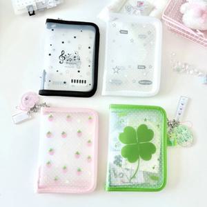 WAKAWAKA 귀여운 편지지 보관 폴더 파일 A6 PP 능직 지퍼 주머니 문서 가방 지퍼 파일 폴더 학교 사무용품