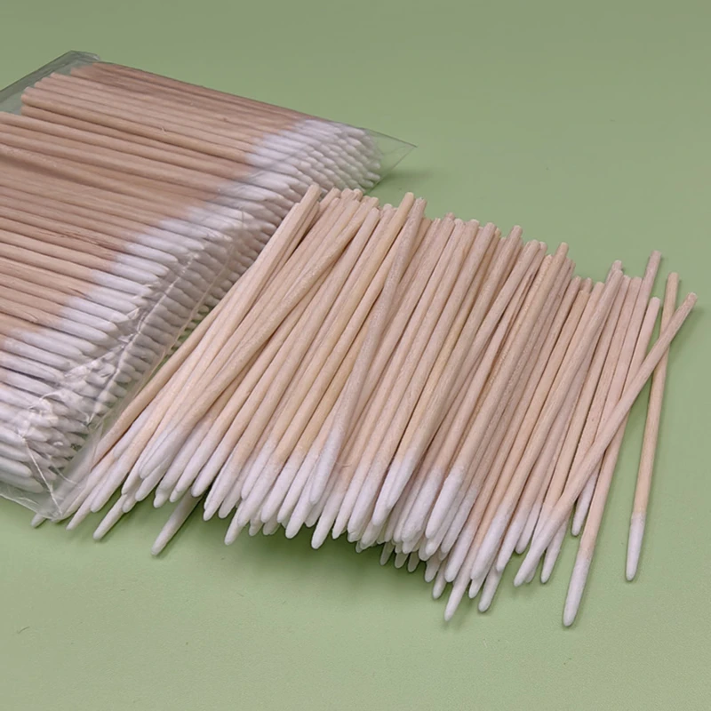 일회용 초소형 면봉 100pcs 린트 프리 마이크로 브러쉬 나무 면봉 면봉 속눈썹 연장 접착제 제거 도구