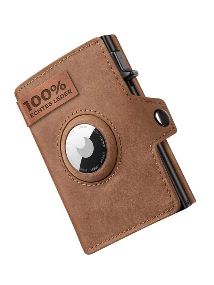 YATBEST 남성용 가죽 지갑 (코인 포켓 포함) AirTag 포지셔닝 카드 클립 RFID Anti Magnetic Anti-Theft Card Swiping Bag