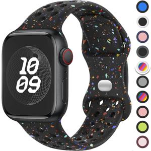 Apple Watch Band Ultra 2 용 오리지널 스포츠 스트랩 IWatch 9 8 7 6 5 SE 용 49mm 45mm 44mm 42mm 38mm 컬러 입자 고무 밴드