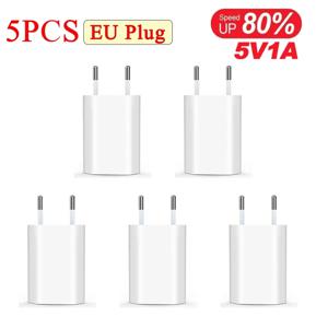 5V/1A USB 가정용 여행용 충전기 1-5개 EU 플러그 전원 벽면 어댑터 휴대폰 충전기 아이폰 삼성 샤오미 14용 전원 어댑터
