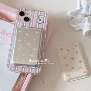 INS 한국어 귀여운 활 Magsafe 마그네틱 카드 클립 전화 케이스 iPhone 15 Pro Max 마그네틱 지갑 카드 홀더 전화 Accessorie