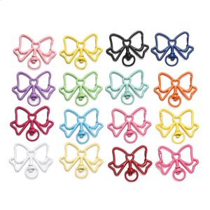 5pcs 33x39mm Bowknot 모양 다채로운 봄 랍스터 Clasps DIY 열쇠 고리 가방 인형 펜던트 쥬얼리에 대 한 금속 믹스 키 체인 걸쇠 후크