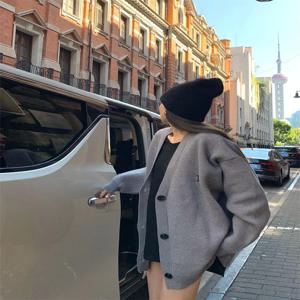 레트로 레이지 루즈 롱 슬리브 니트 가디건 레터 자수 스웨터 재킷 여성 동대문 가을 겨울 신상